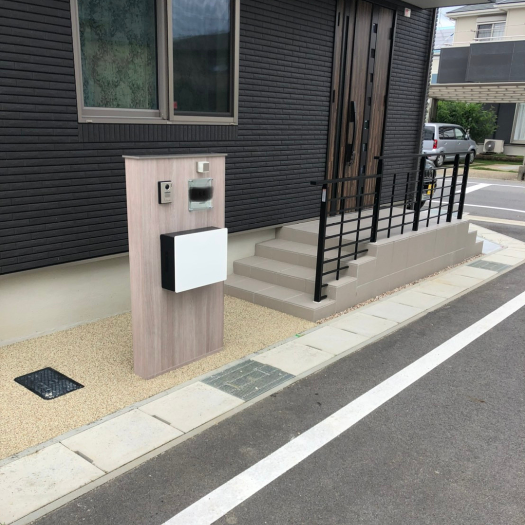 施工事例　門柱　アプローチ　外構