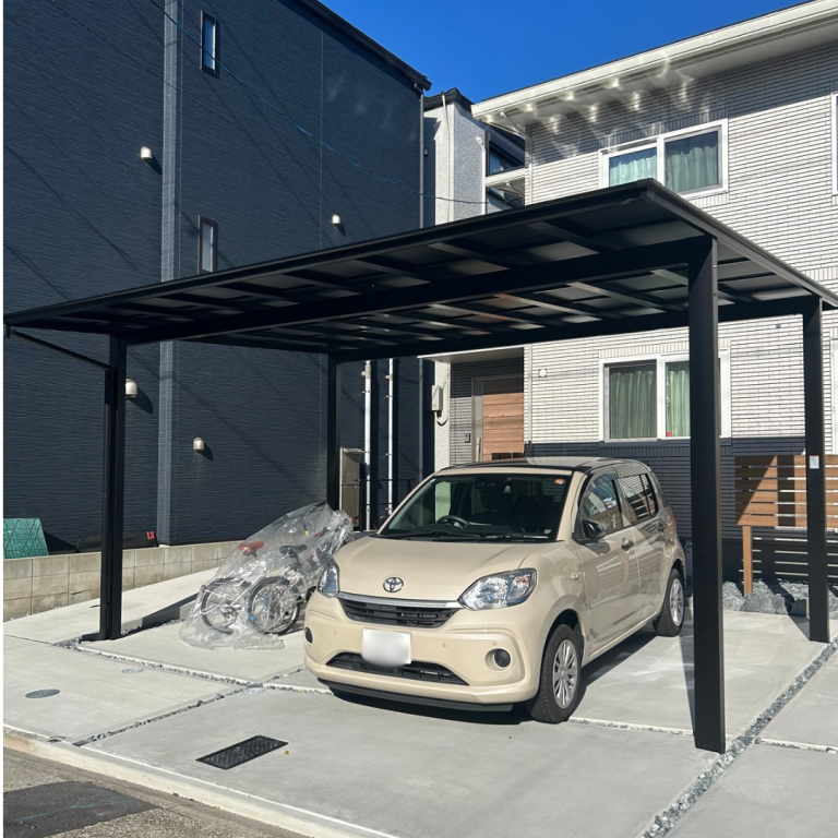 カーポート　施工事例　外構工事　スロープ施工　目隠しフェンス　土間コンクリート施工　