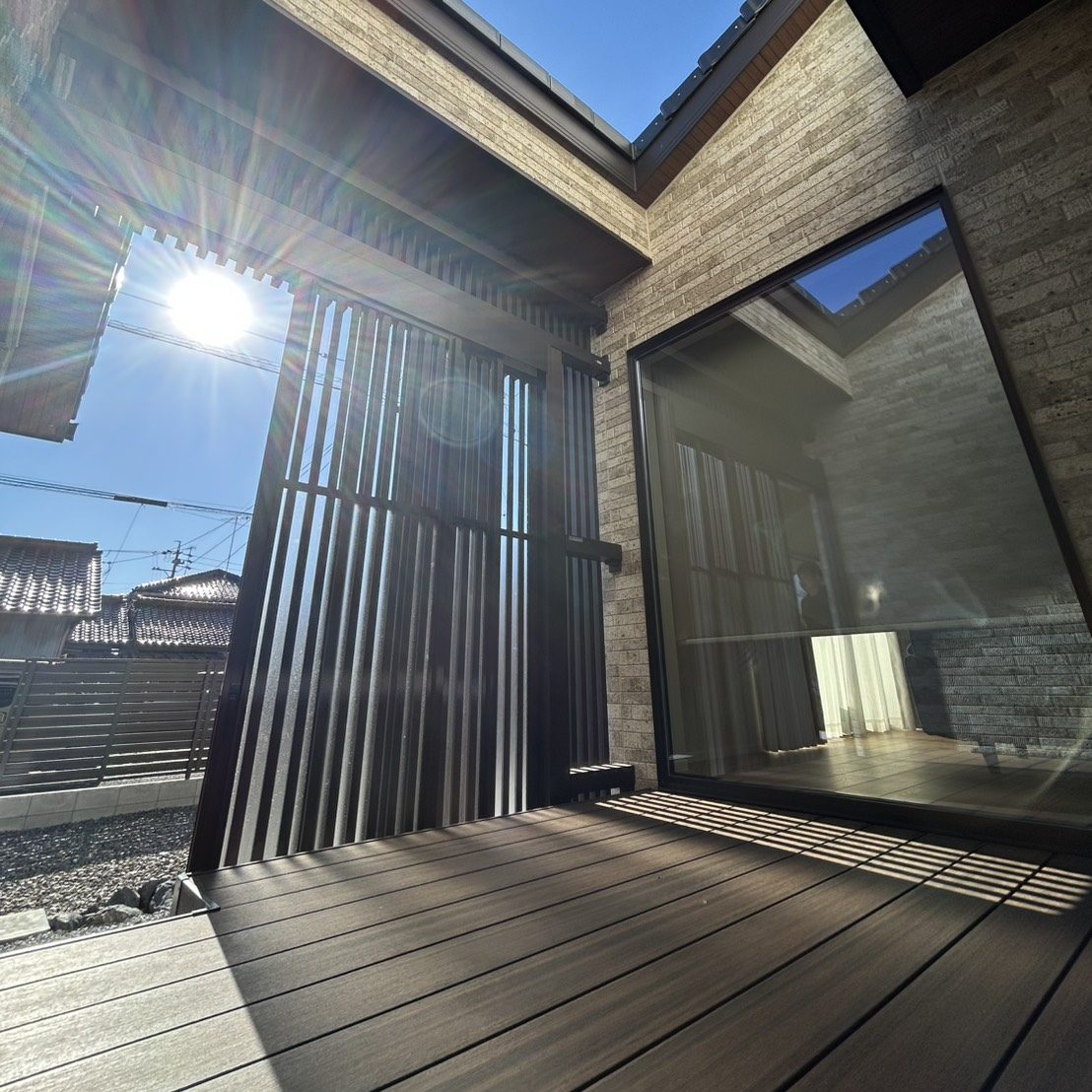 施工事例　外構工事　目隠しフェンス　インナーバルコニー　